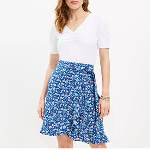 Loft floral ruffle wrap skirt